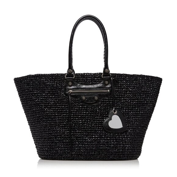 Balenciaga LE CAGOLE Panier Raffia Woven Leather Large Tote Basket Bag - Picture 1 of 16
